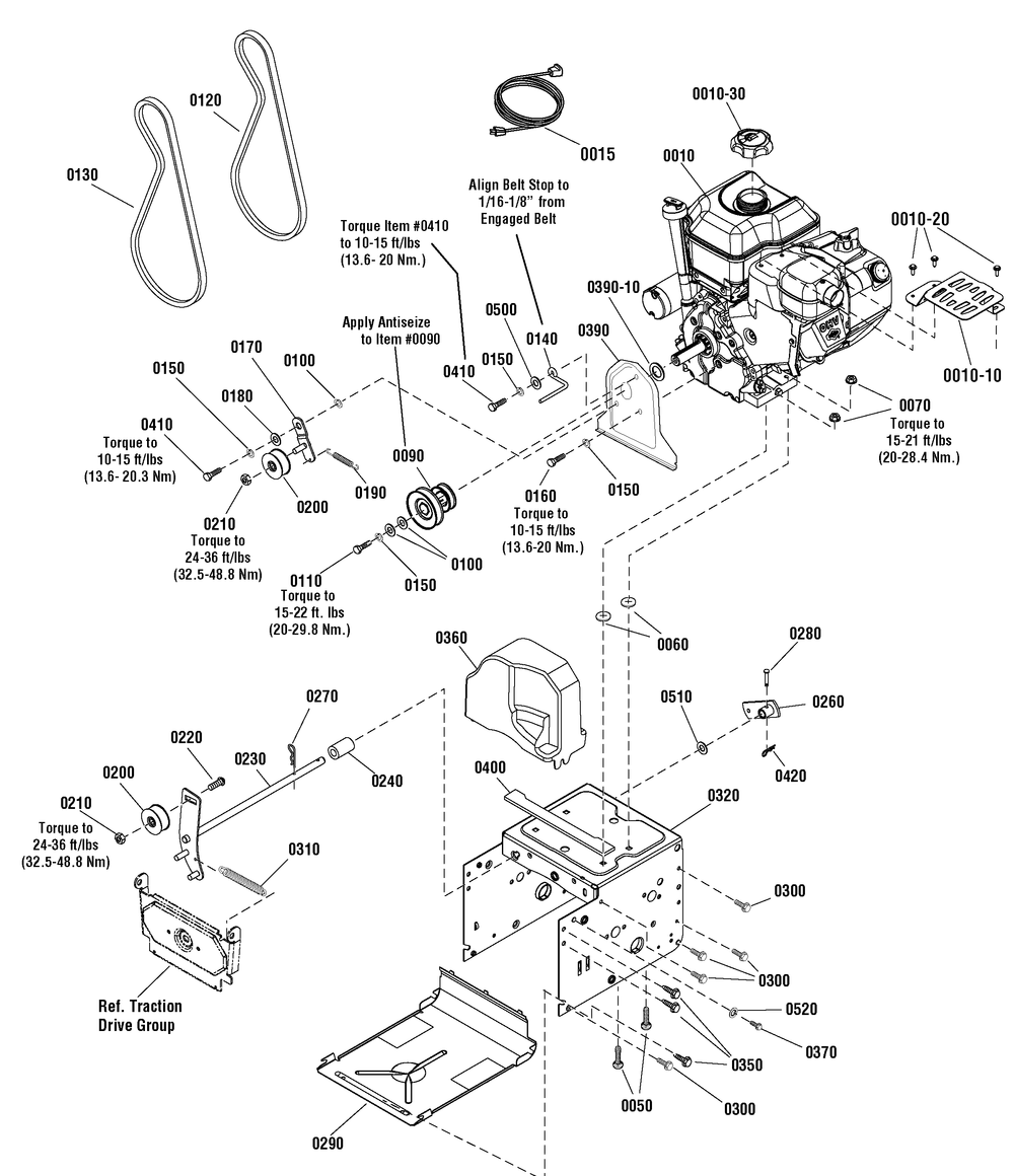 Engine And Frame Group Diagram and Parts List for 1696561-00-824LD 2015 Briggs and Stratton Snow Blower